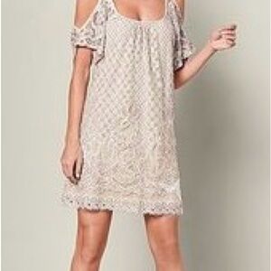 Venus Lace Off-Shoulder Dress in Pink size S